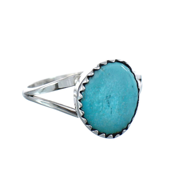 Native American Authentic Sterling Silver Turquoise Ring Size 6-3/4 AX126519
